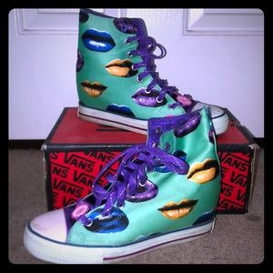 Daddy’s $ Money Pop art hidden wedge sneakers